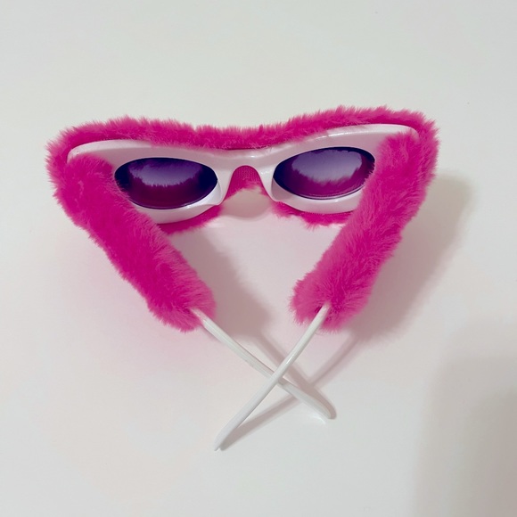 NEW Trendy Oversize Celebrity Punk Soft Fur UV400 Handmade Sunglasses HOT PINK - Picture 3 of 7
